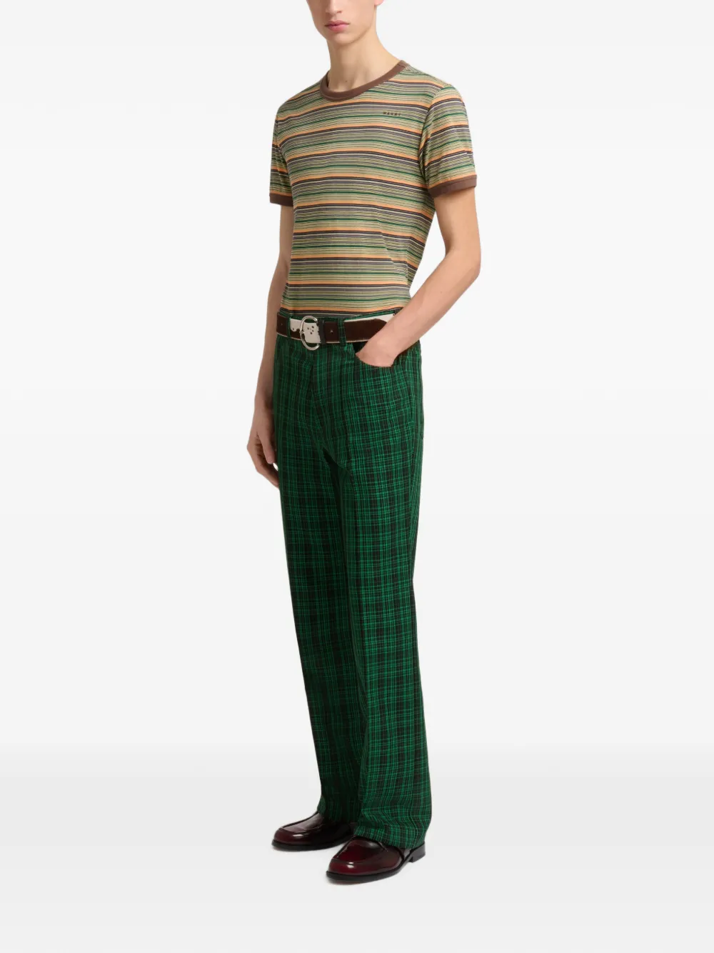 Marni Geruite wollen broek Groen