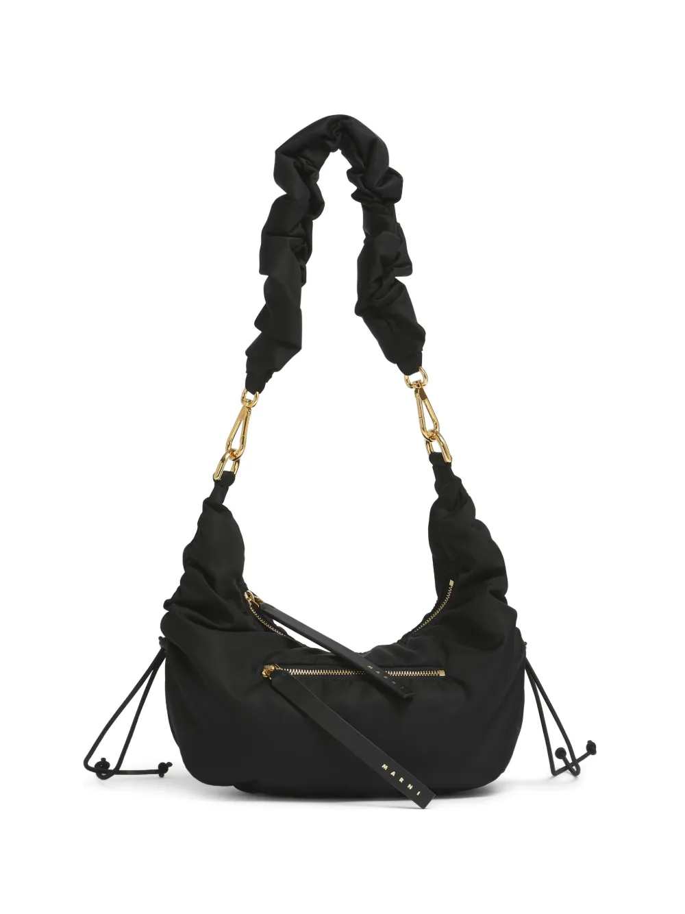 Marni Borsa a spalla a punto smock con coulisse - Nero