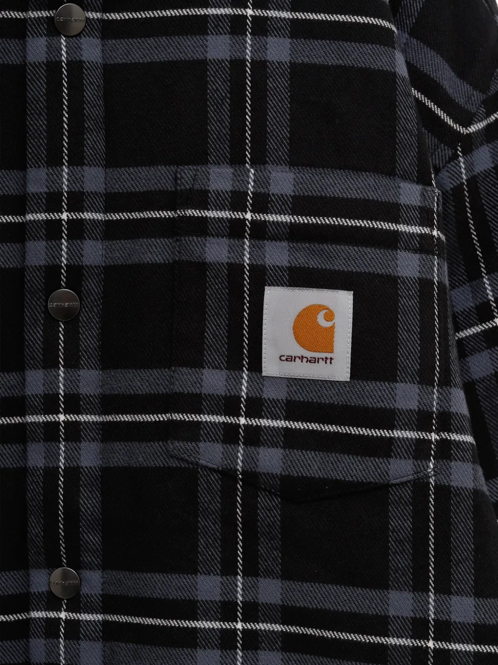 Carhartt WIP Baird geruit jack met logo-patch Zwart