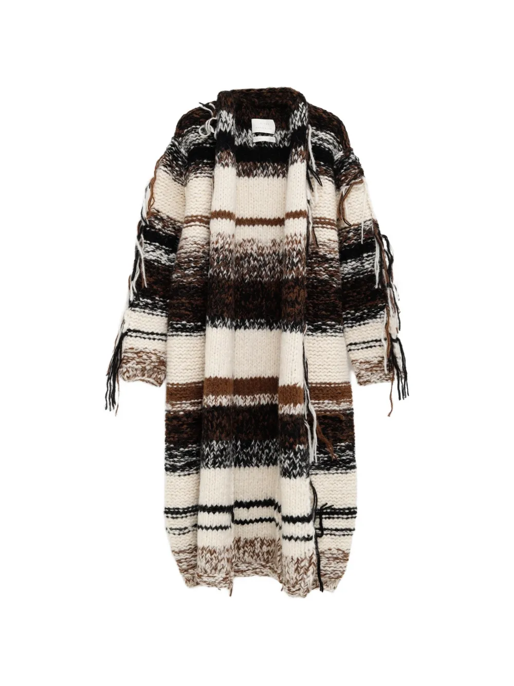 Lauren Manoogian fringe-trimmed striped coat - White
