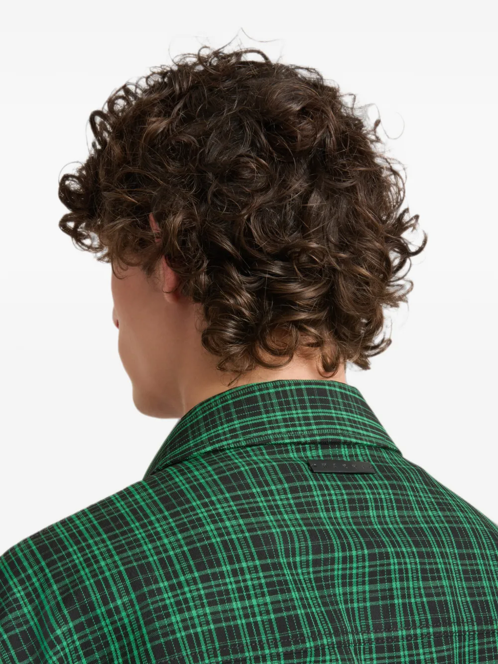 Marni Gabardine wollen geruite jas Groen