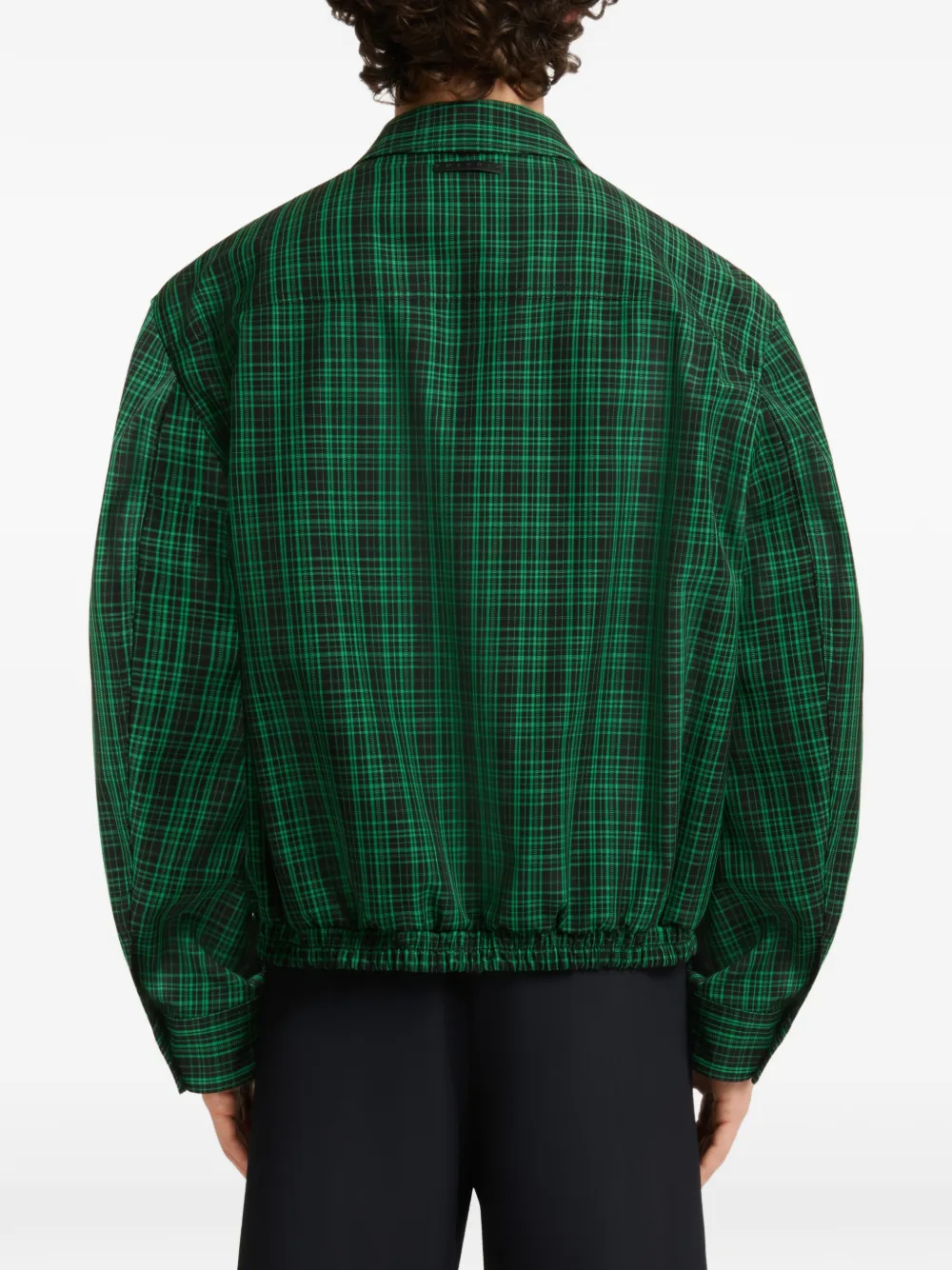Marni Gabardine wollen geruite jas Groen
