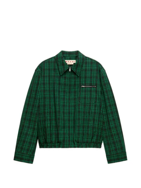 Marni checked wool-cotton jacket with zip