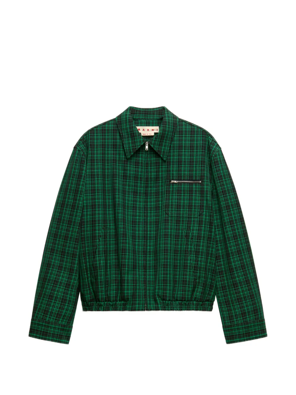 Marni checked wool-gabardine jacket - Green