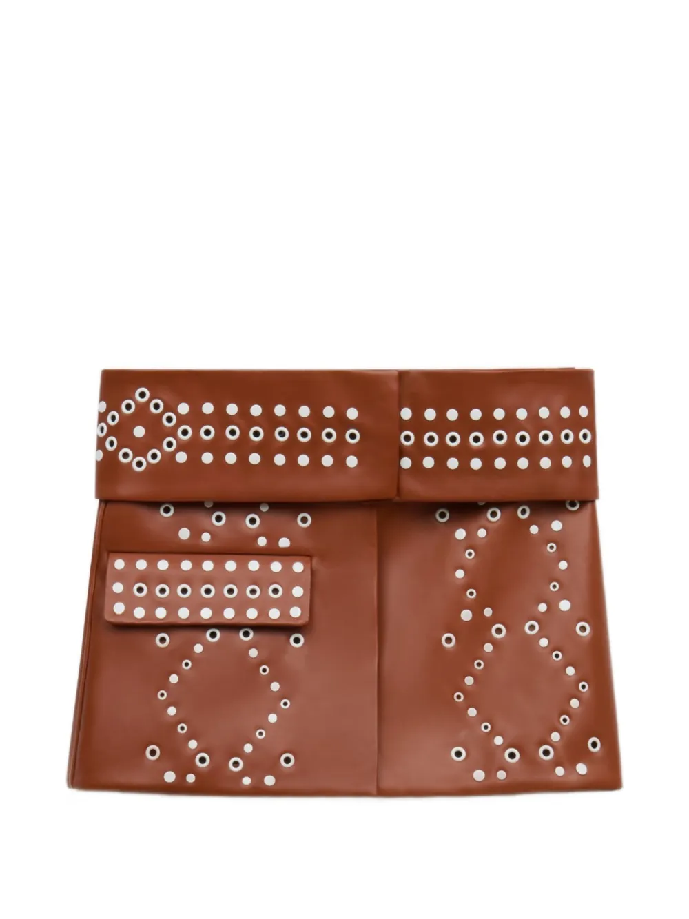 Marni brown leather mini skirt with studs - Braun