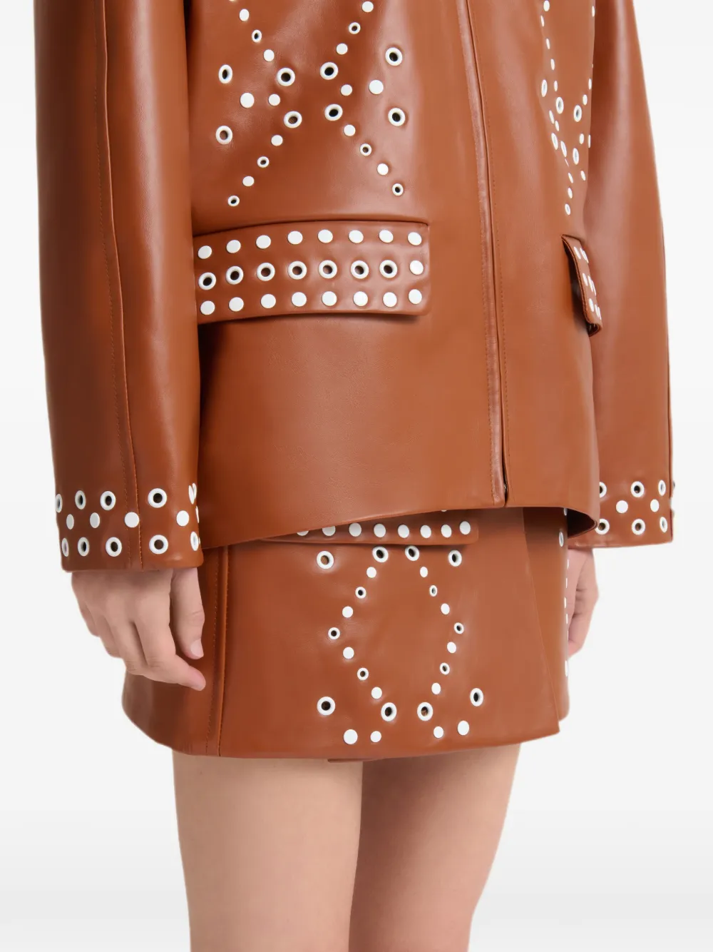 Marni Bruine leren mini-rok met studs