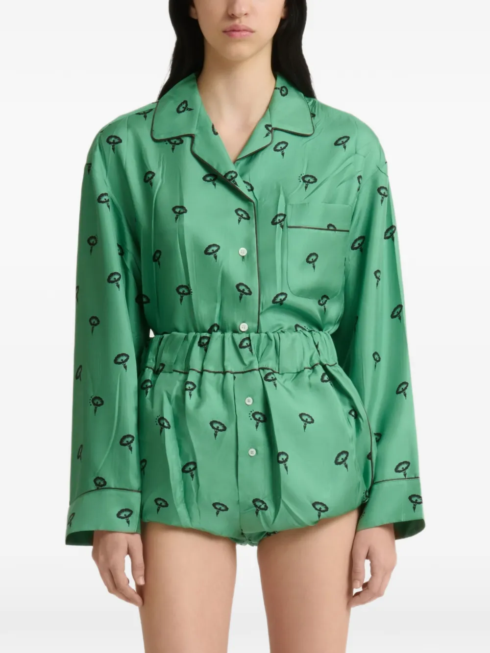 Marni Zijde-twill shorts met bloemenprint Groen