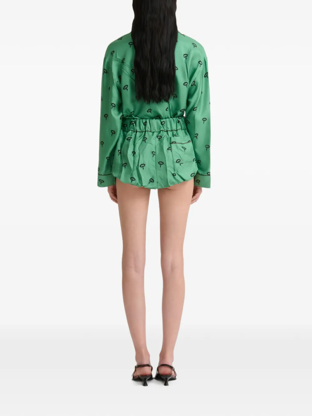 Marni Zijde-twill shorts met bloemenprint Groen