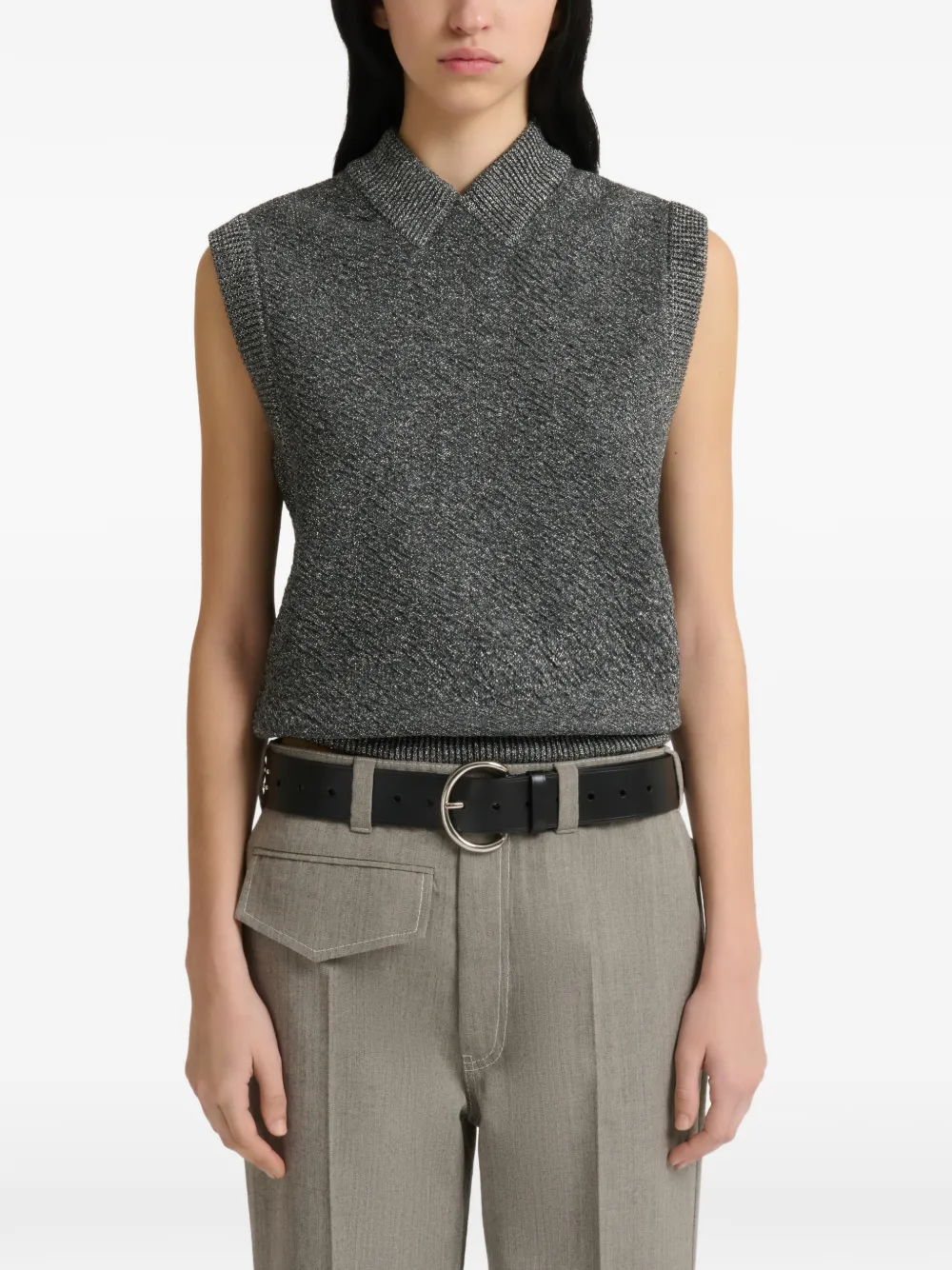 Marni Wollen spencer met lurex details Grijs