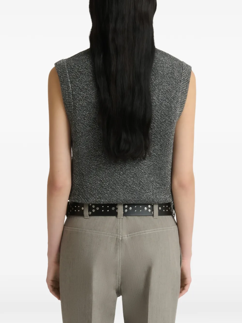 Marni Wollen spencer met lurex details Grijs
