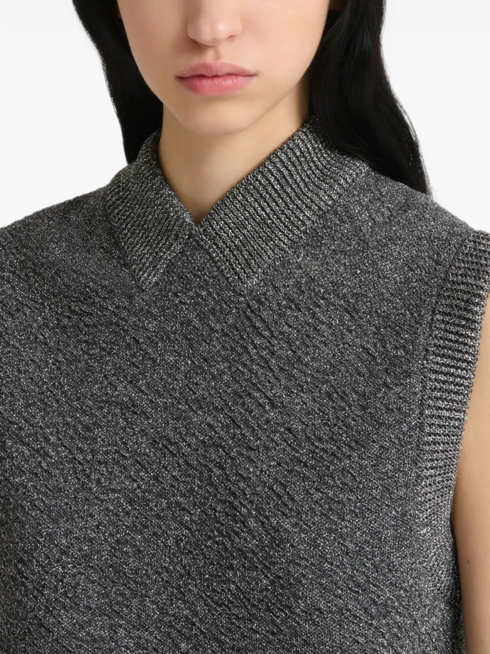 Marni Wollen spencer met lurex details Grijs