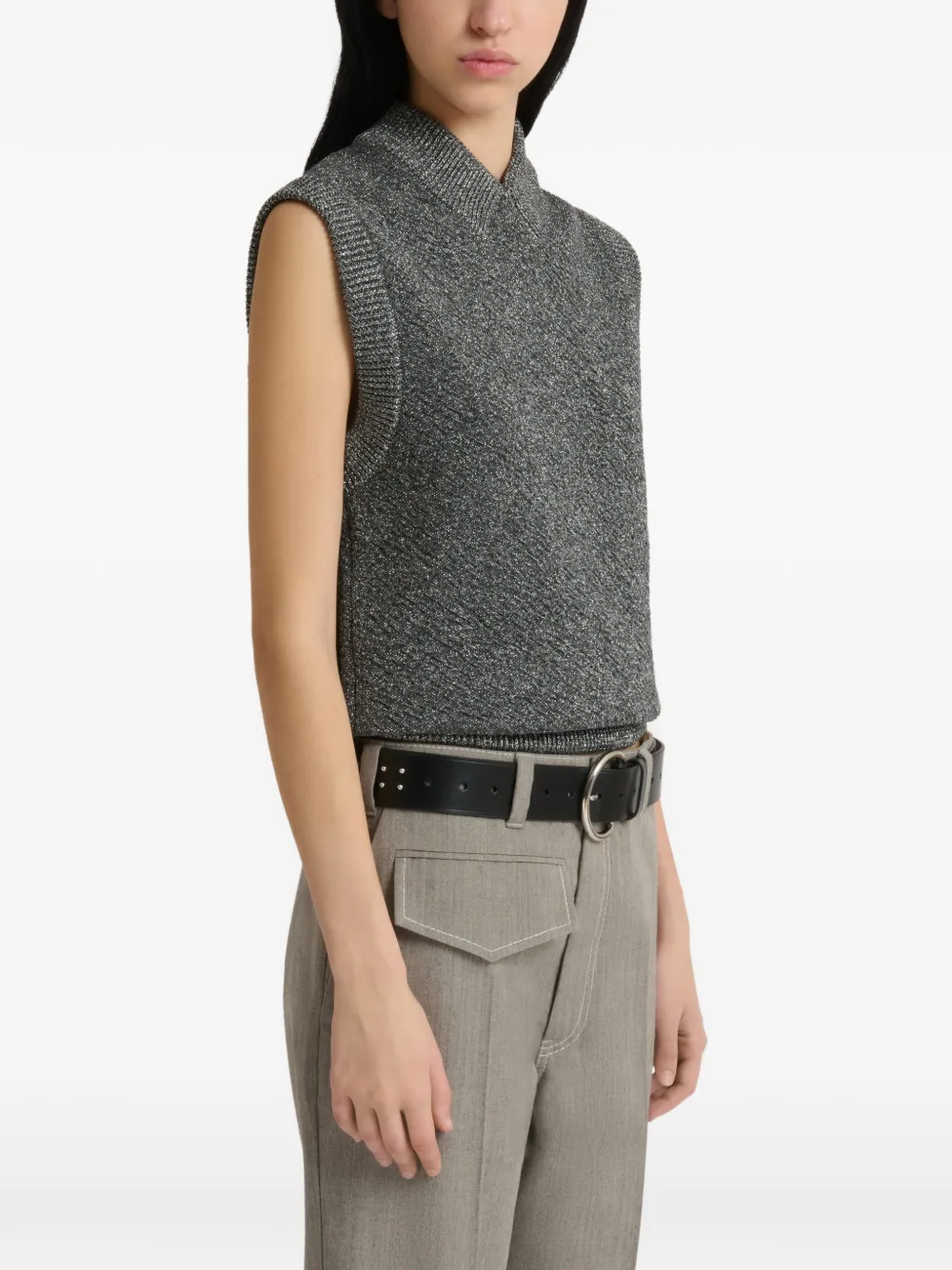Marni Wollen spencer met lurex details Grijs