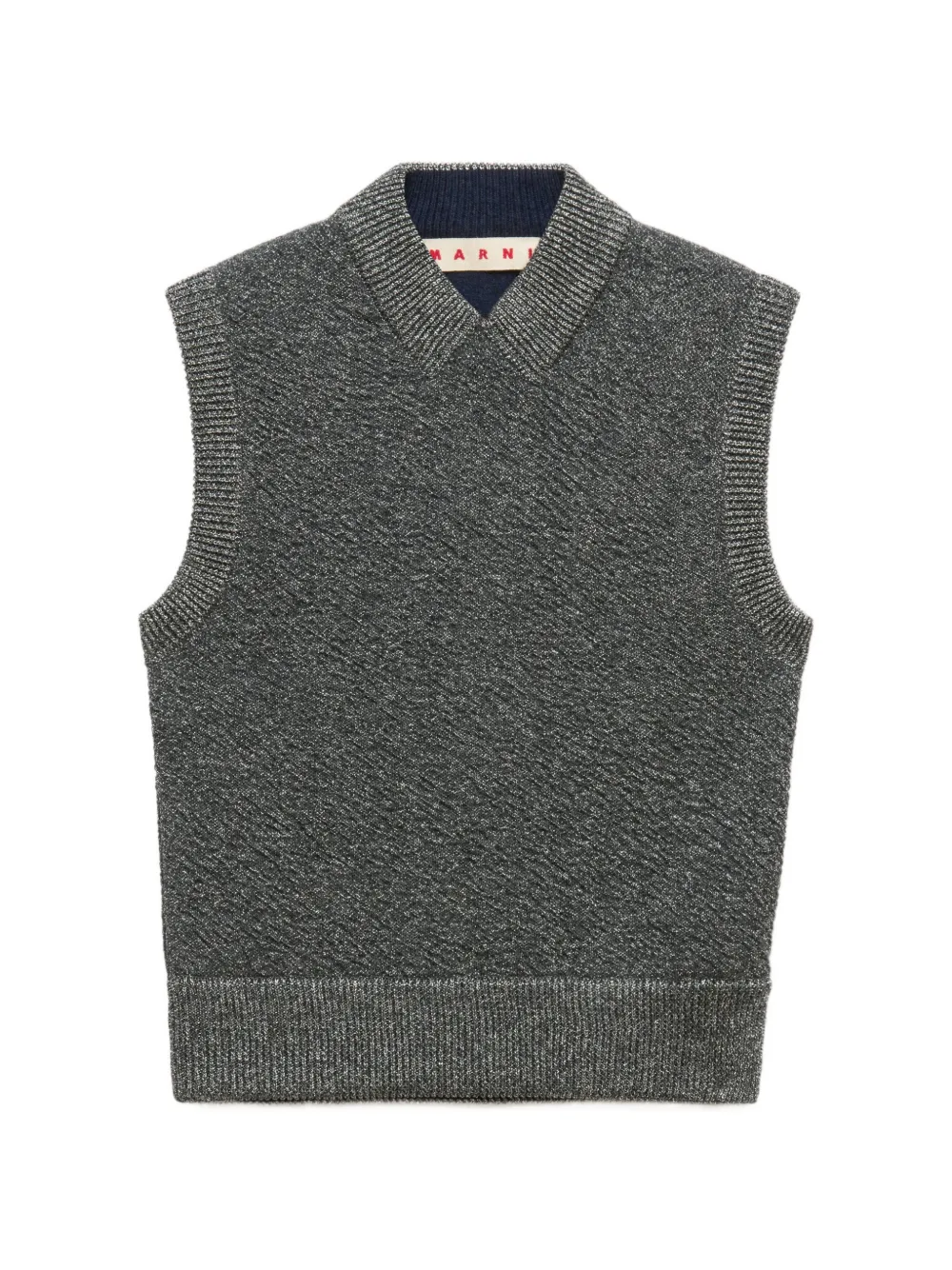 Marni gray wool vest with lurex detailing - Grigio