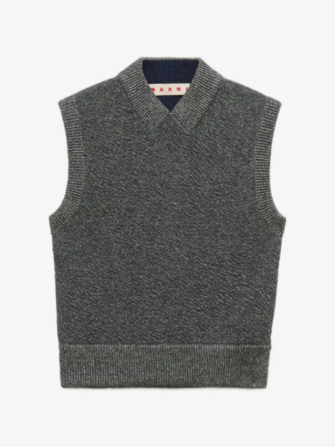 Marni gray wool vest with lurex detailing