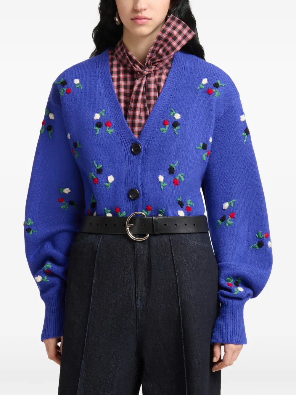 Marni Vest met geborduurde bloemen Blauw