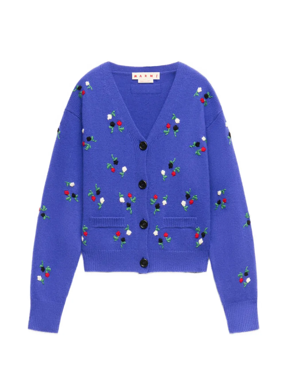 Marni Cardigan con maniche a palloncino e ricamo - Blu