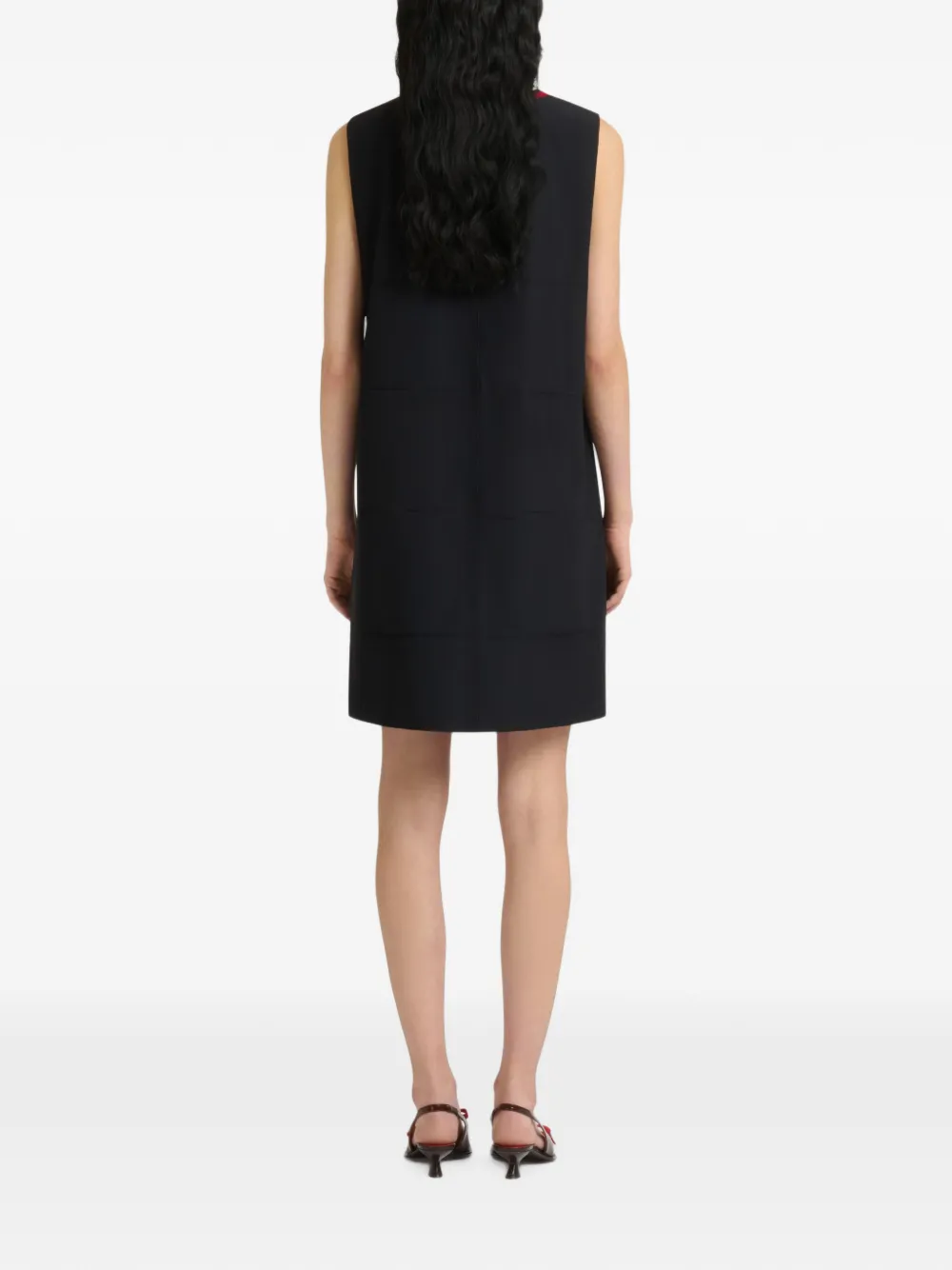 Marni Pleated Sleeveless Mini Dress in Black, view 4