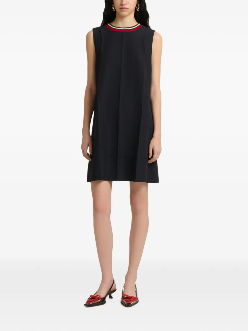 Marni Pleated Sleeveless Mini Dress in Black, view 2