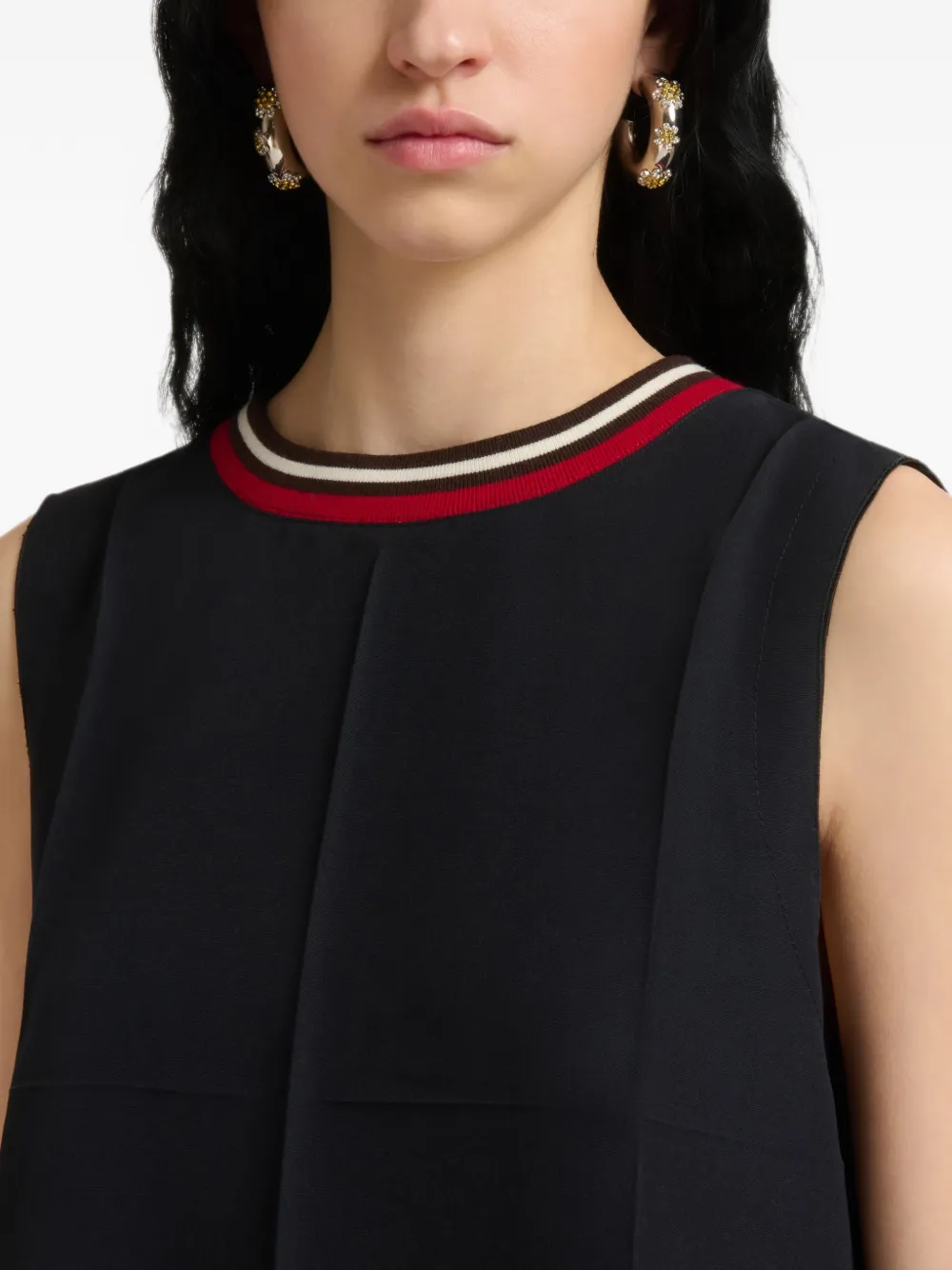 Marni Pleated Sleeveless Mini Dress in Black, view 5