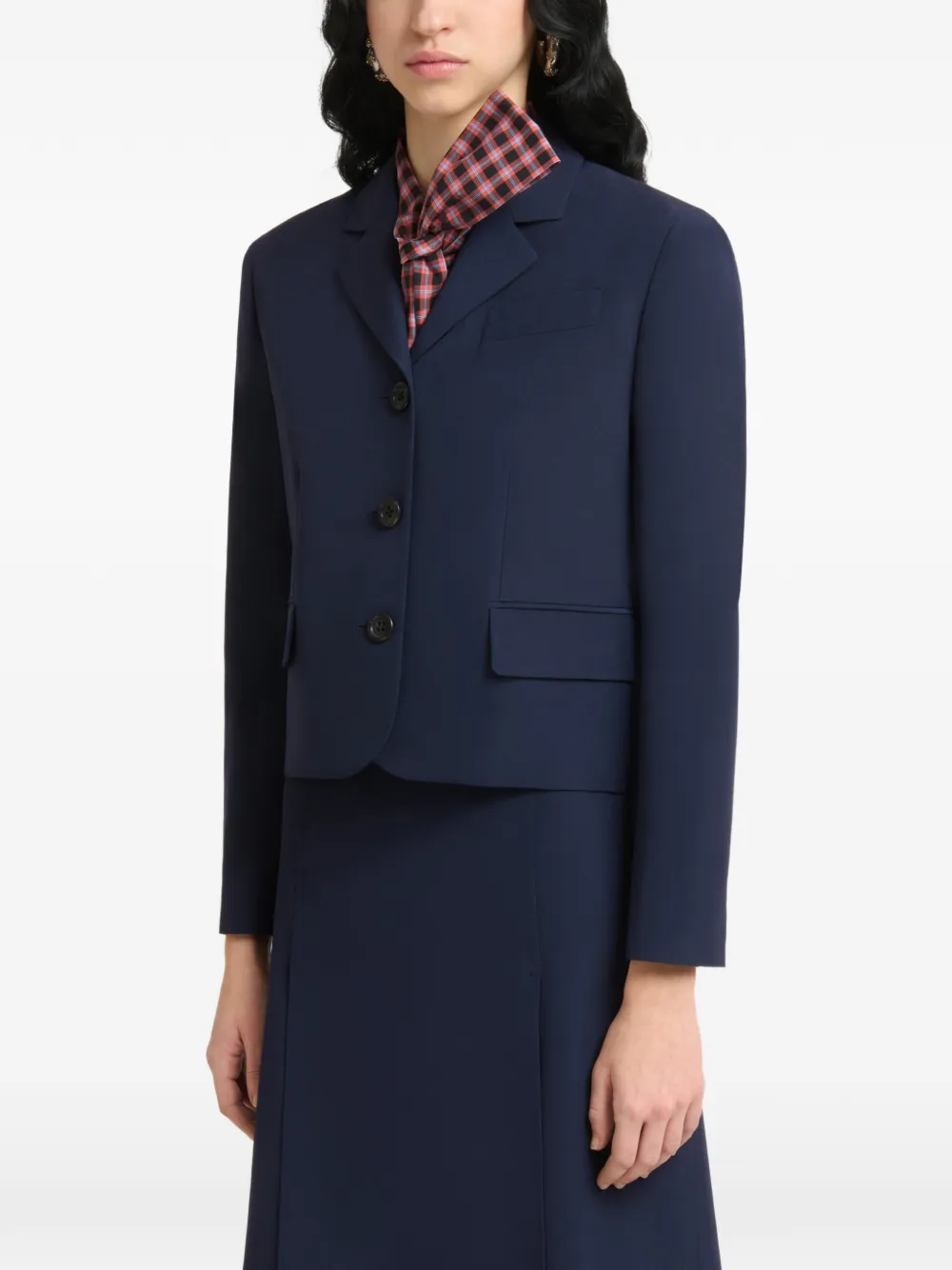 Marni Deep Blue Techno Wool Jacket Blauw