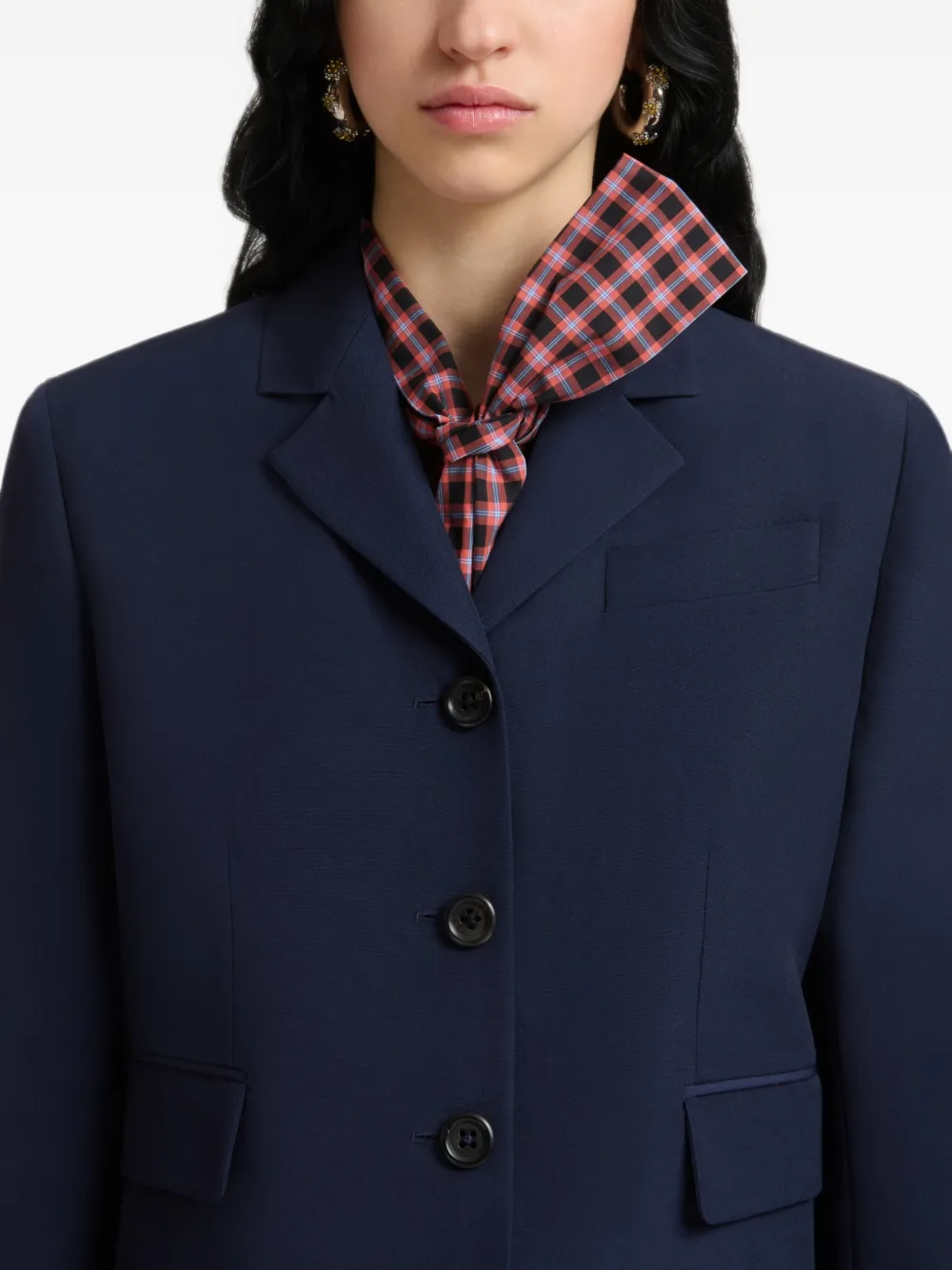 Marni Deep Blue Techno Wool Jacket Blauw