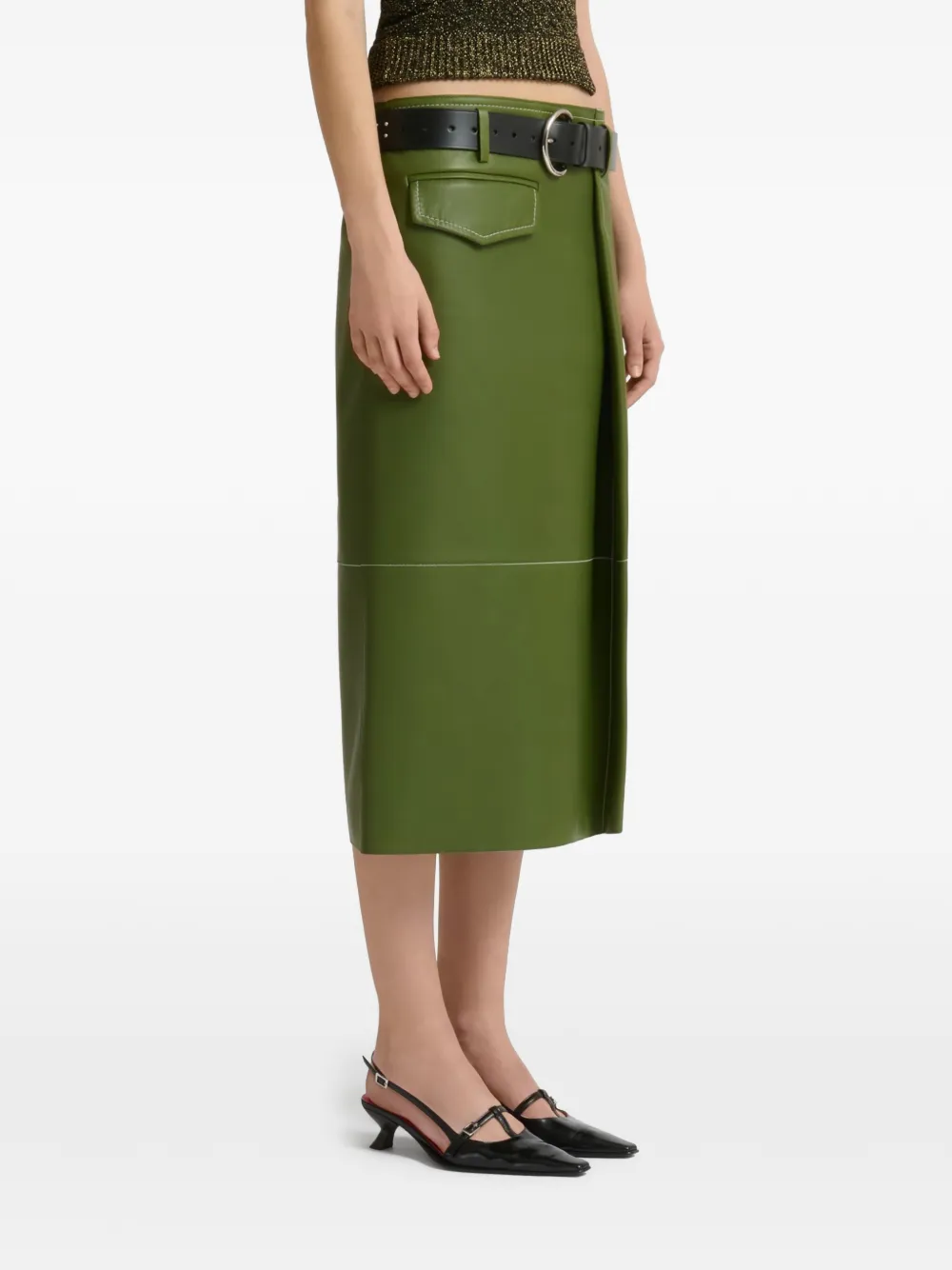 Marni Nappaleren midi-rok met zak Groen
