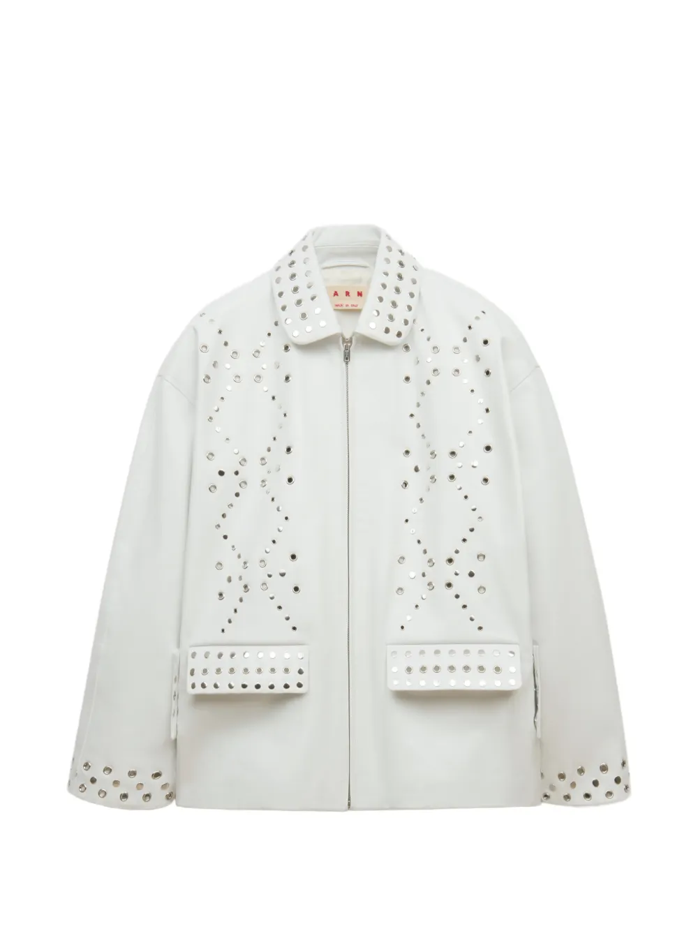 Marni white leather jacket with studs - Bianco