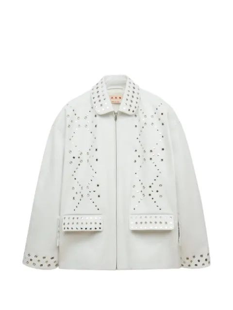 Marni white leather jacket with studs