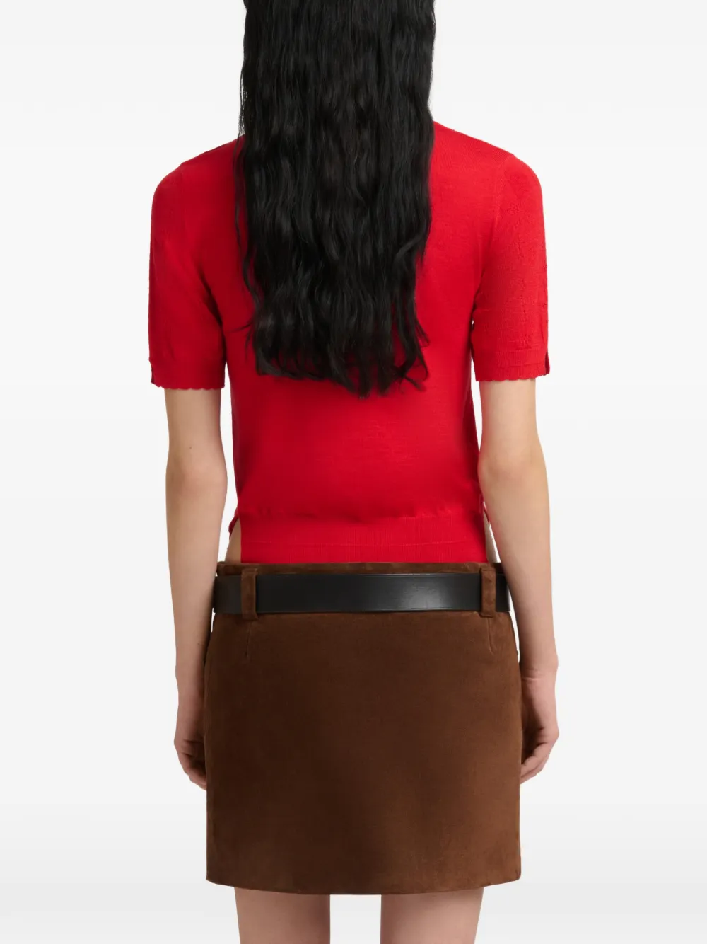 Marni Pointelle gebreide polotop met gewelfde afwerking Rood