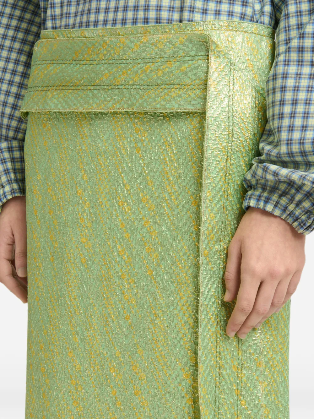 Marni Zijden cloqué midi-rok met vlak-detail Groen