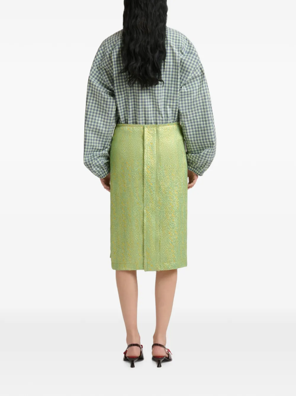 Marni Zijden cloqué midi-rok met vlak-detail Groen