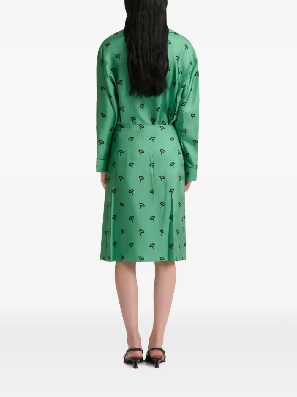 Marni Zijde-twill midi-rok met bloemenprint Groen