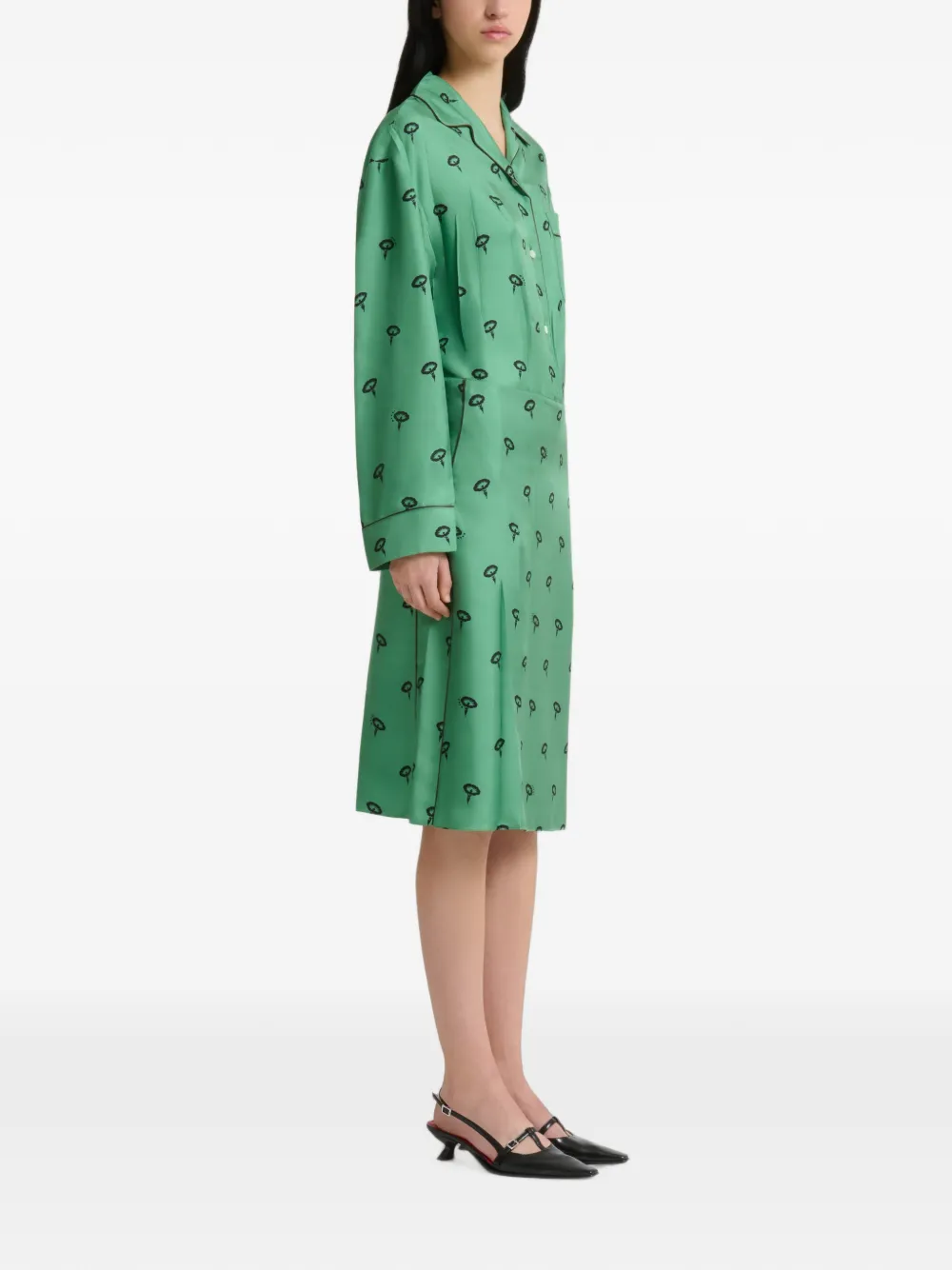 Marni Zijde-twill midi-rok met bloemenprint Groen