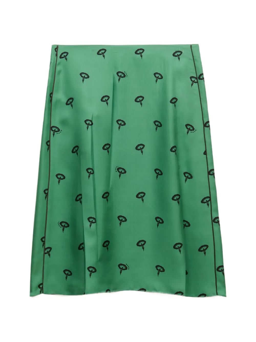 Marni green silk twill midi skirt with floral print - Grün