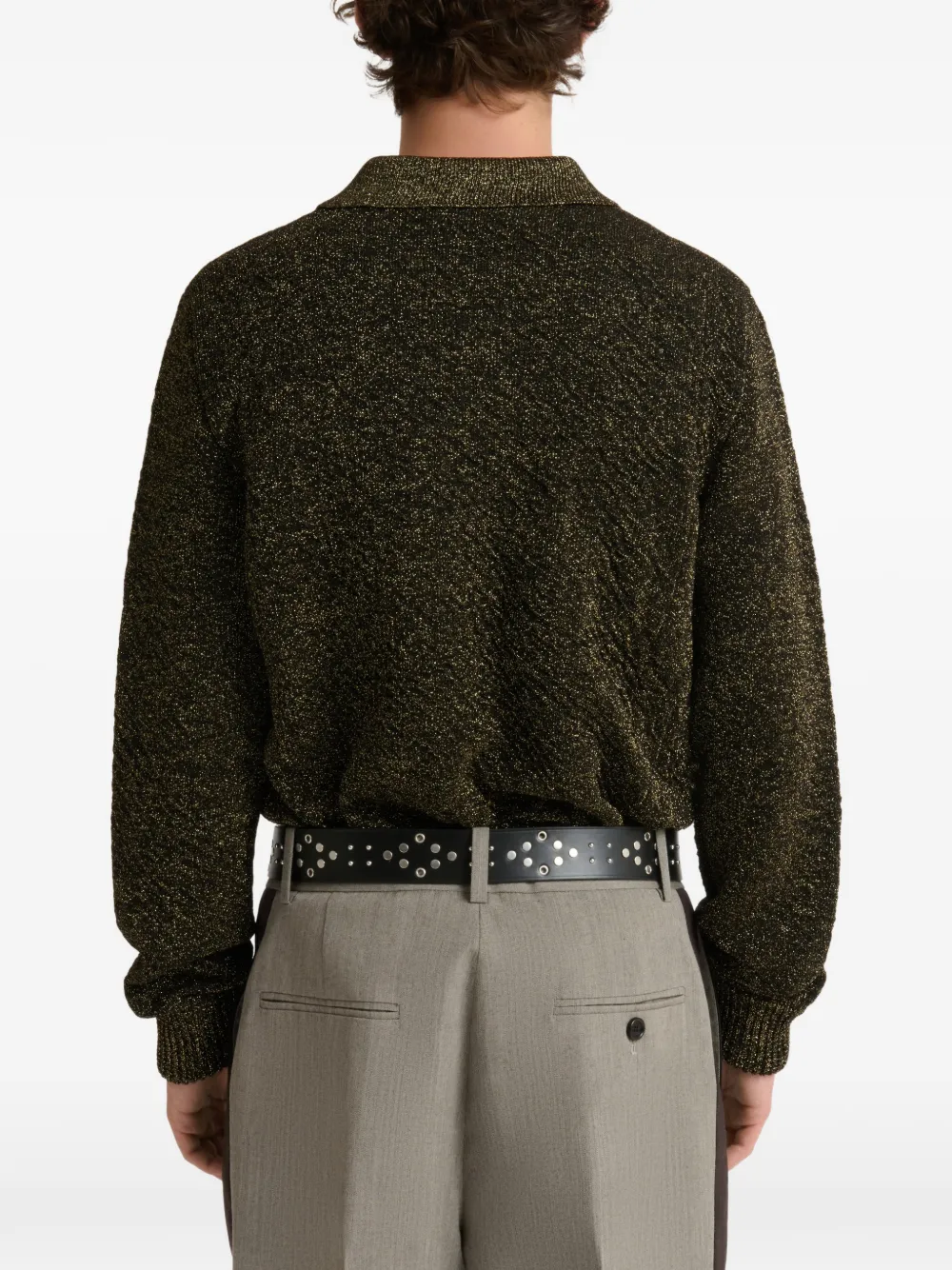 Marni Wollen polotrui met lurex-details Zwart