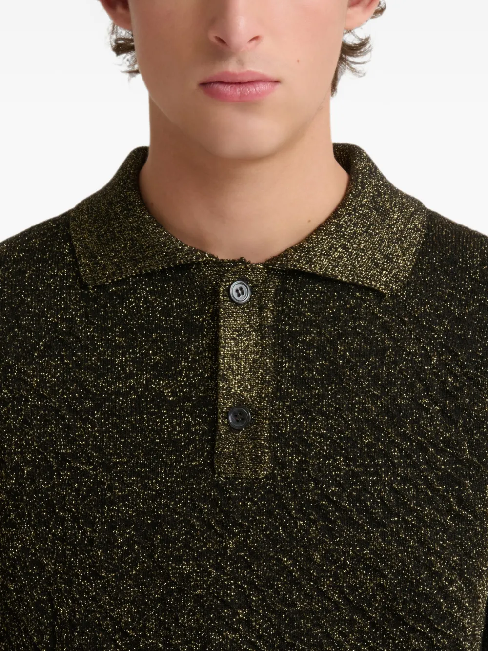 Marni Wollen polotrui met lurex-details Zwart