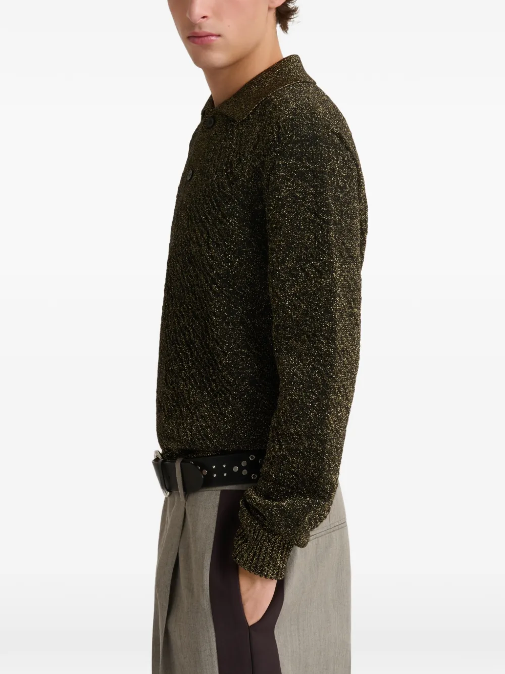 Marni Wollen polotrui met lurex-details Zwart