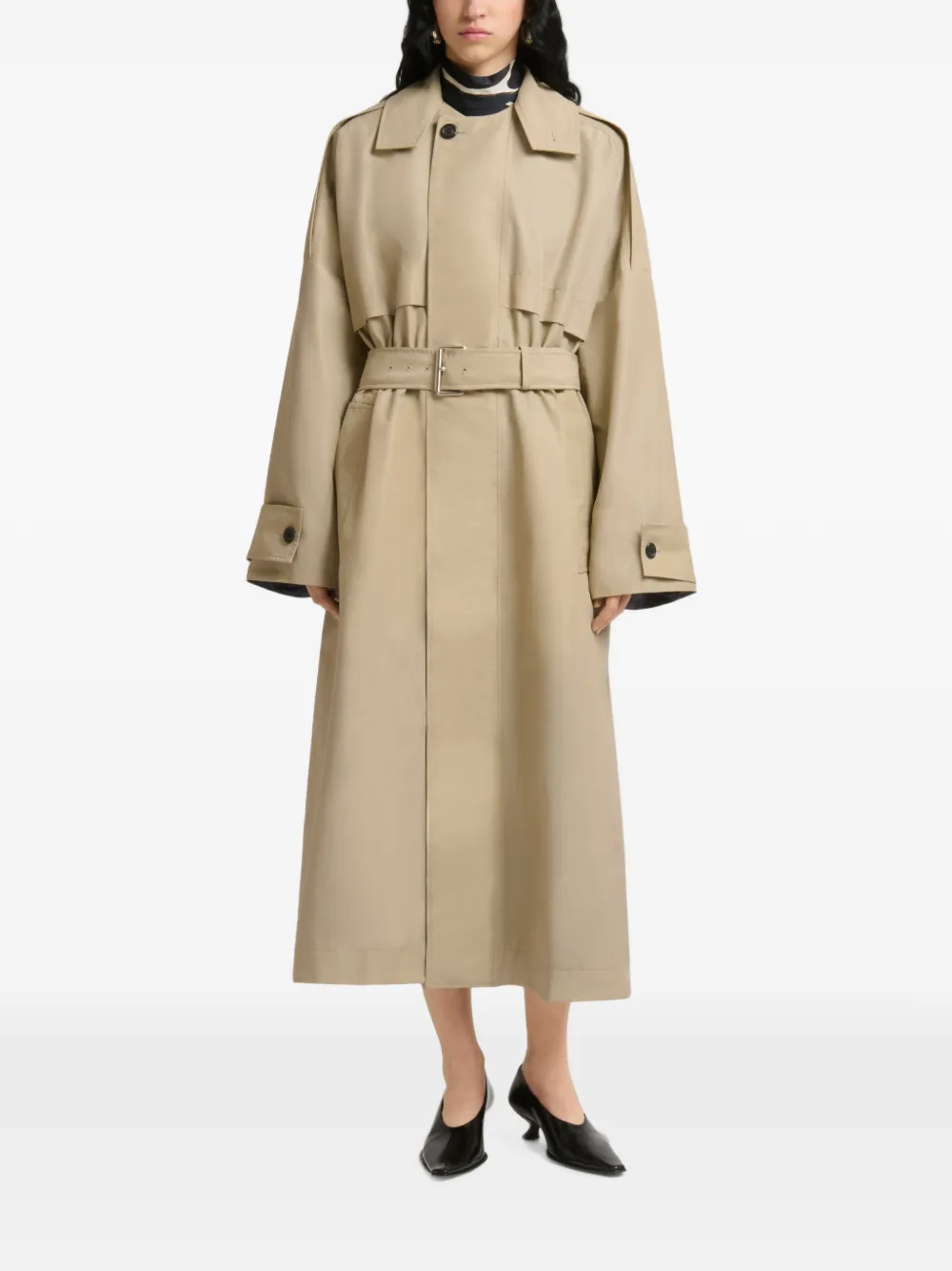 Marni Trenchcoat met stormklep en ceintuur Beige