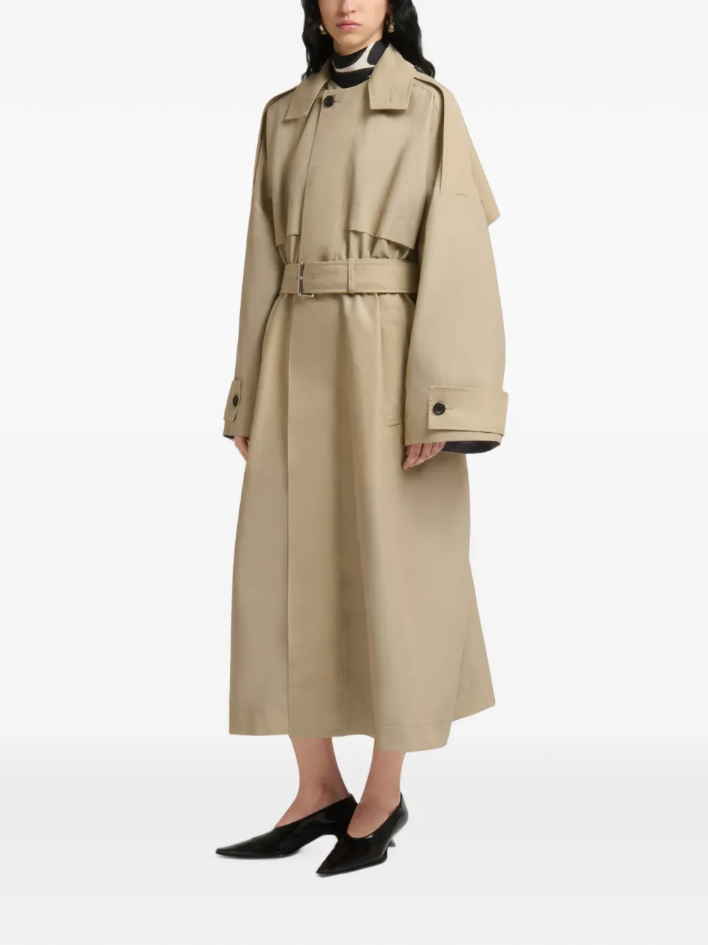 Marni Trenchcoat met stormklep en ceintuur Beige