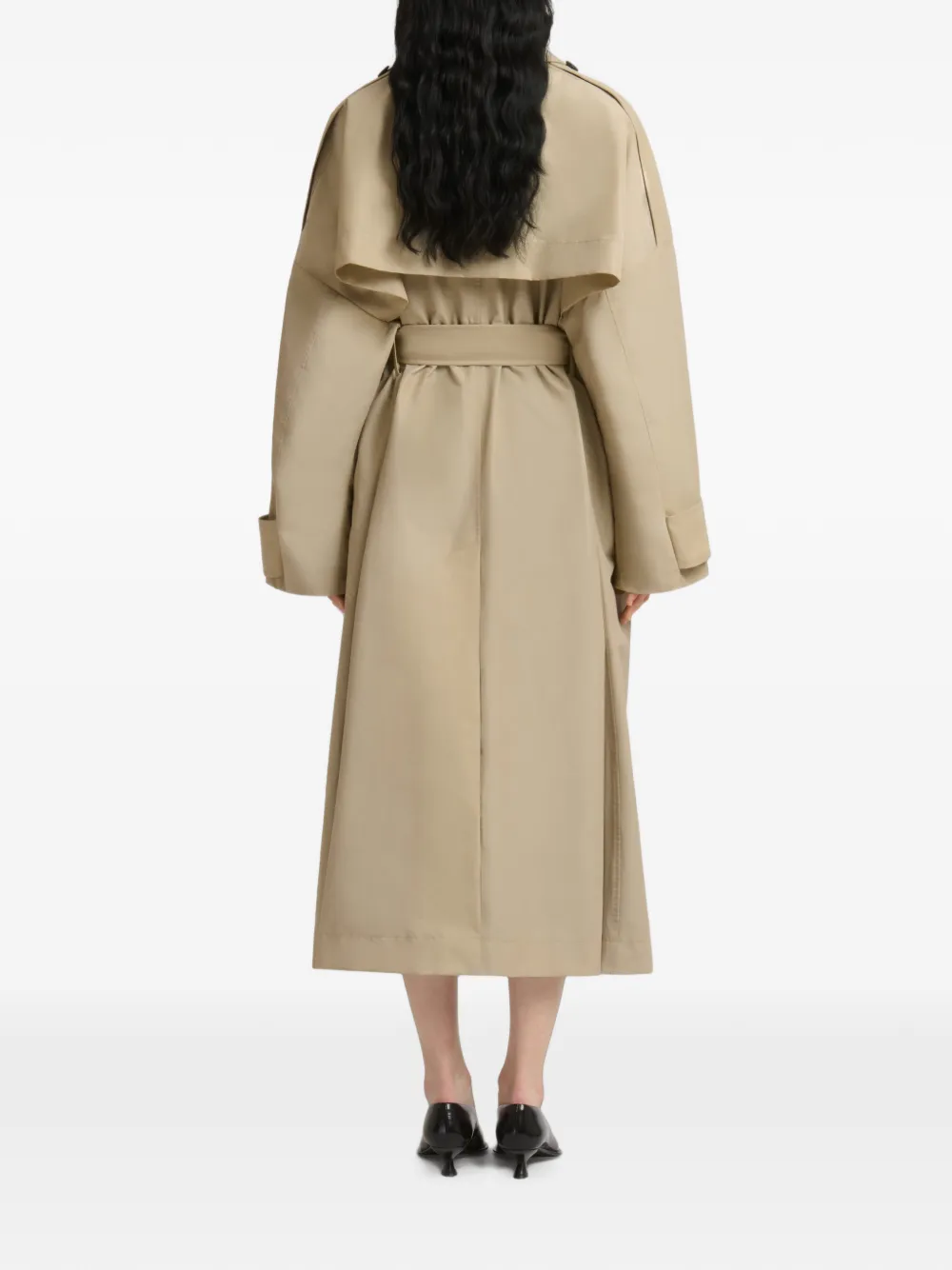 Marni Trenchcoat met stormklep en ceintuur Beige