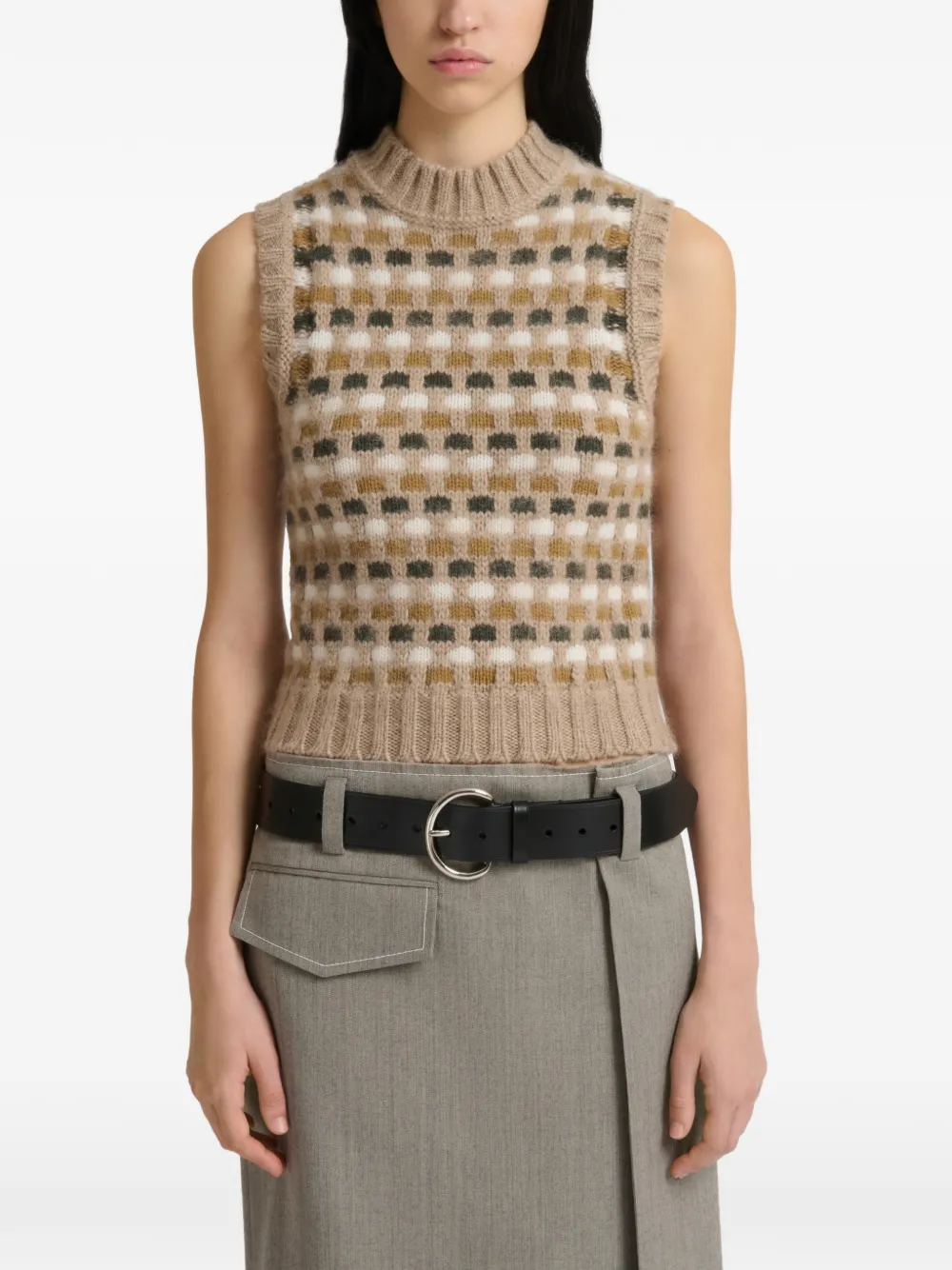 Marni Shetland wollen top met jacquard Beige