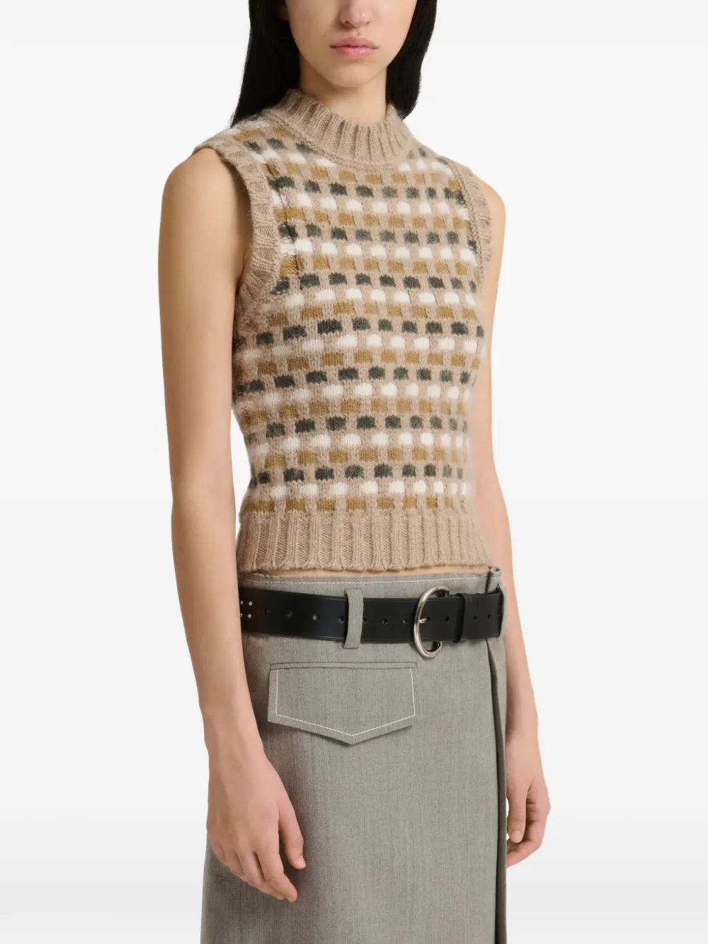 Marni Shetland wollen top met jacquard Beige