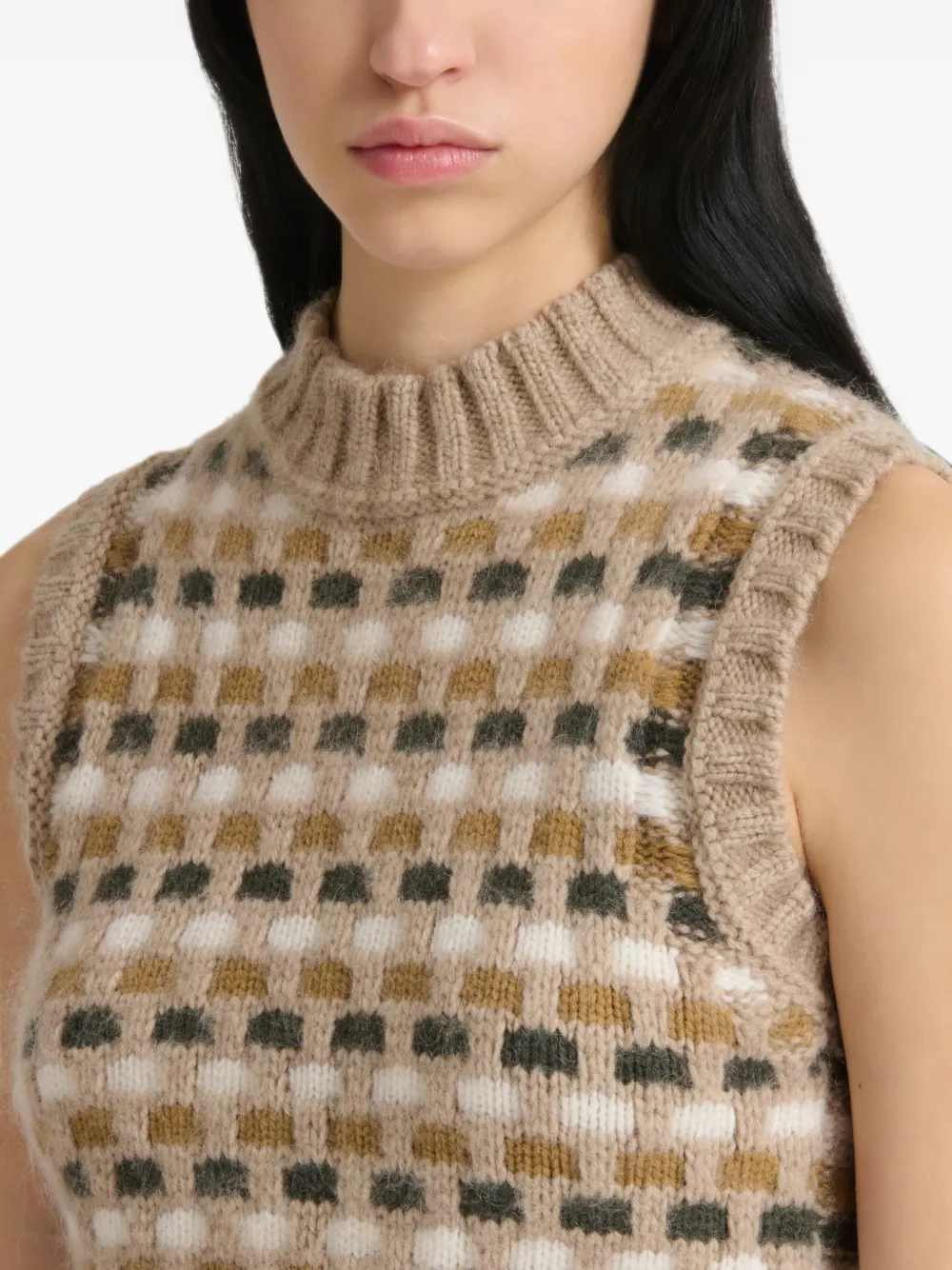 Marni Shetland wollen top met jacquard Beige