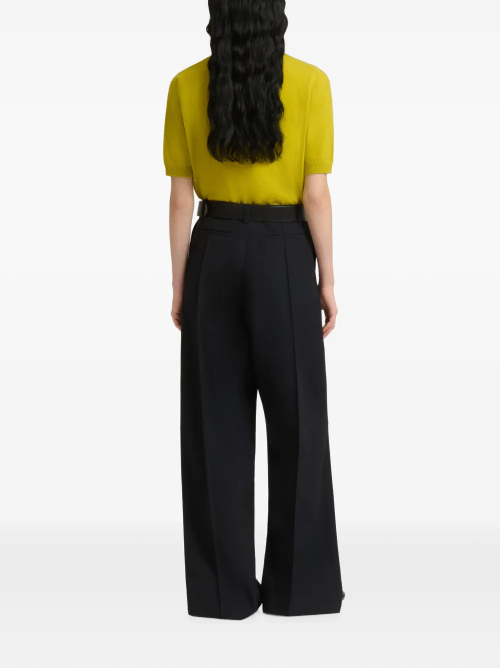Marni Wollen broek met wijde pijpen Zwart