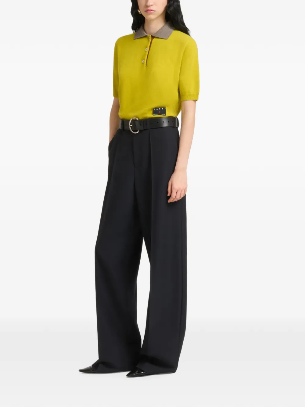 Marni Wollen broek met wijde pijpen Zwart