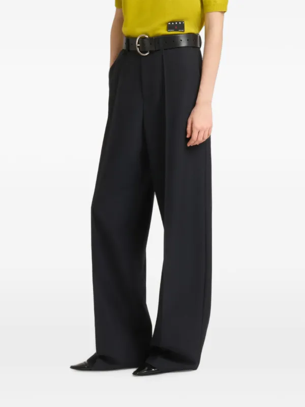 Marni Black Wool wide-leg Trousers | Black | FARFETCH NO