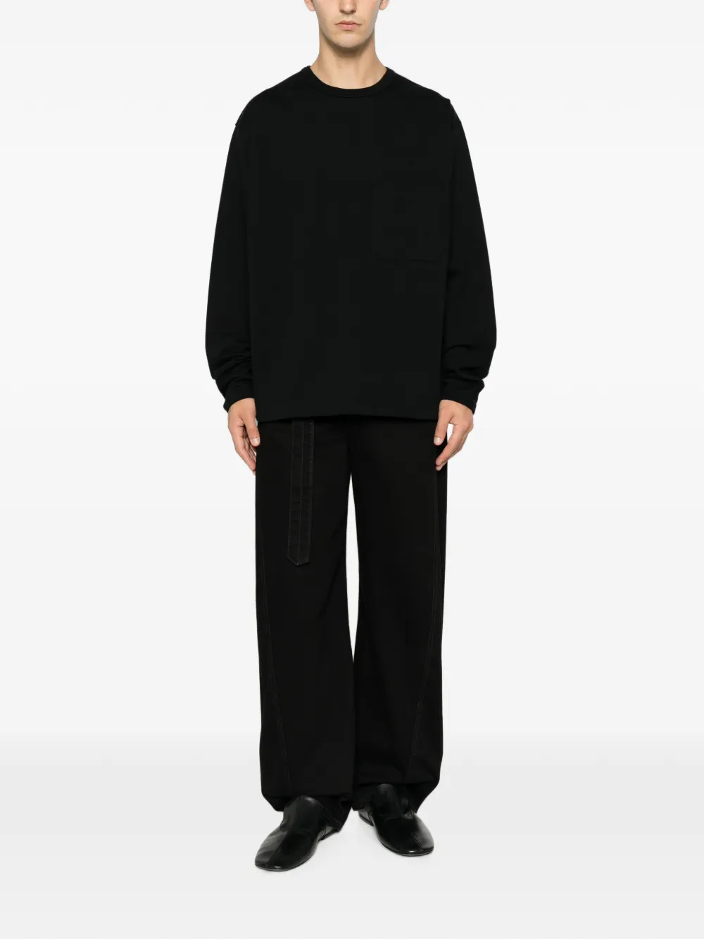LEMAIRE Boxy T-shirt met lange mouwen Zwart