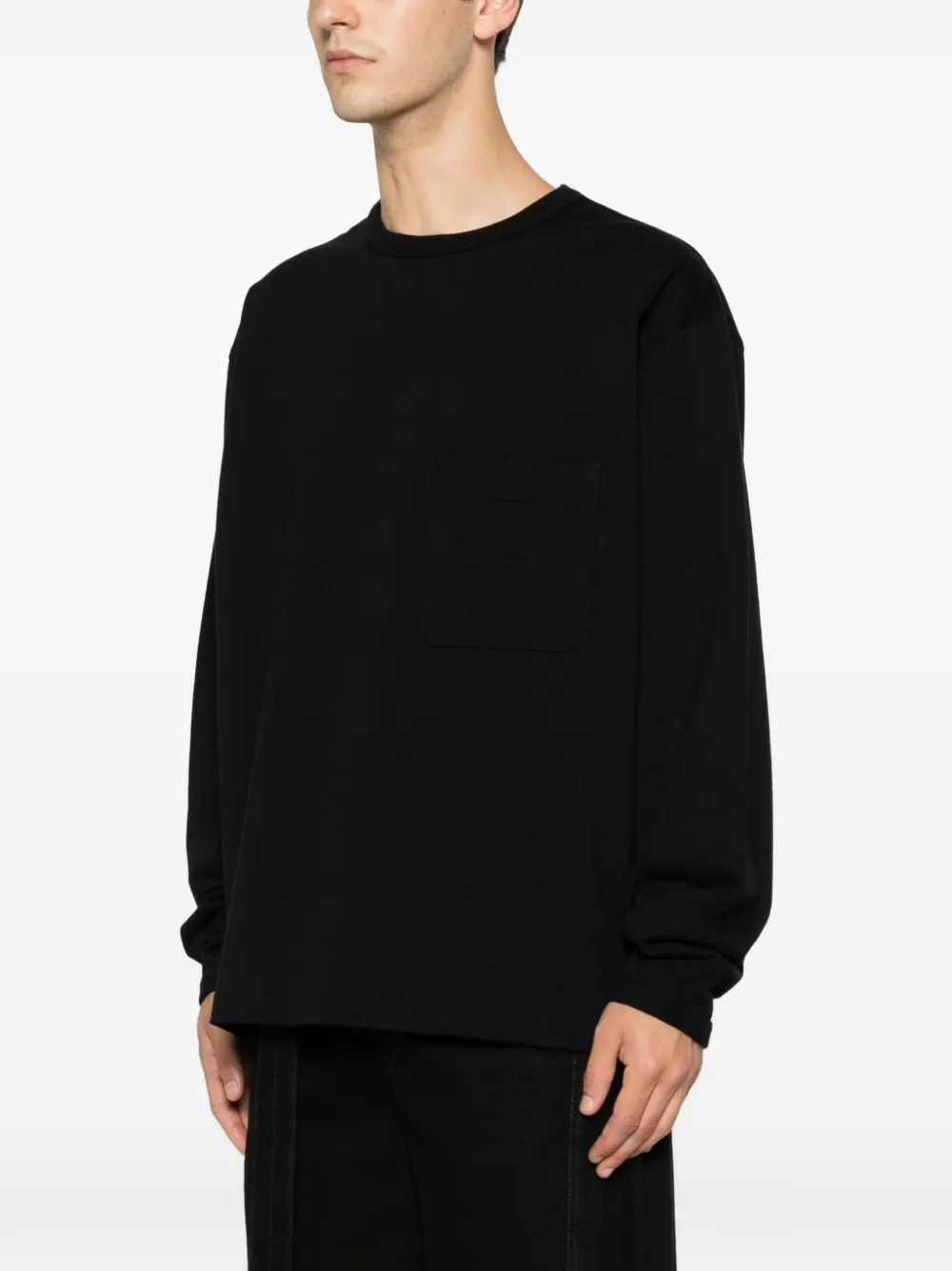 LEMAIRE Boxy T-shirt met lange mouwen Zwart