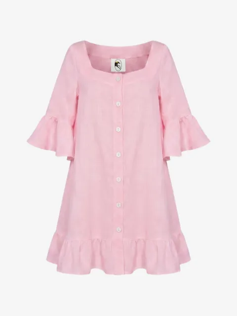 Sleeper Marseille ruffled linen short dress