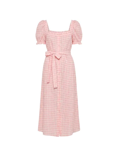 Sleeper Brigitte gingham-check linen maxi dress